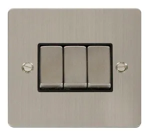 Click Define FPSS413BK Flat Plate 10AX Ingot 3-Gang 2-Way Plate Switch - Stainless Steel (Black)