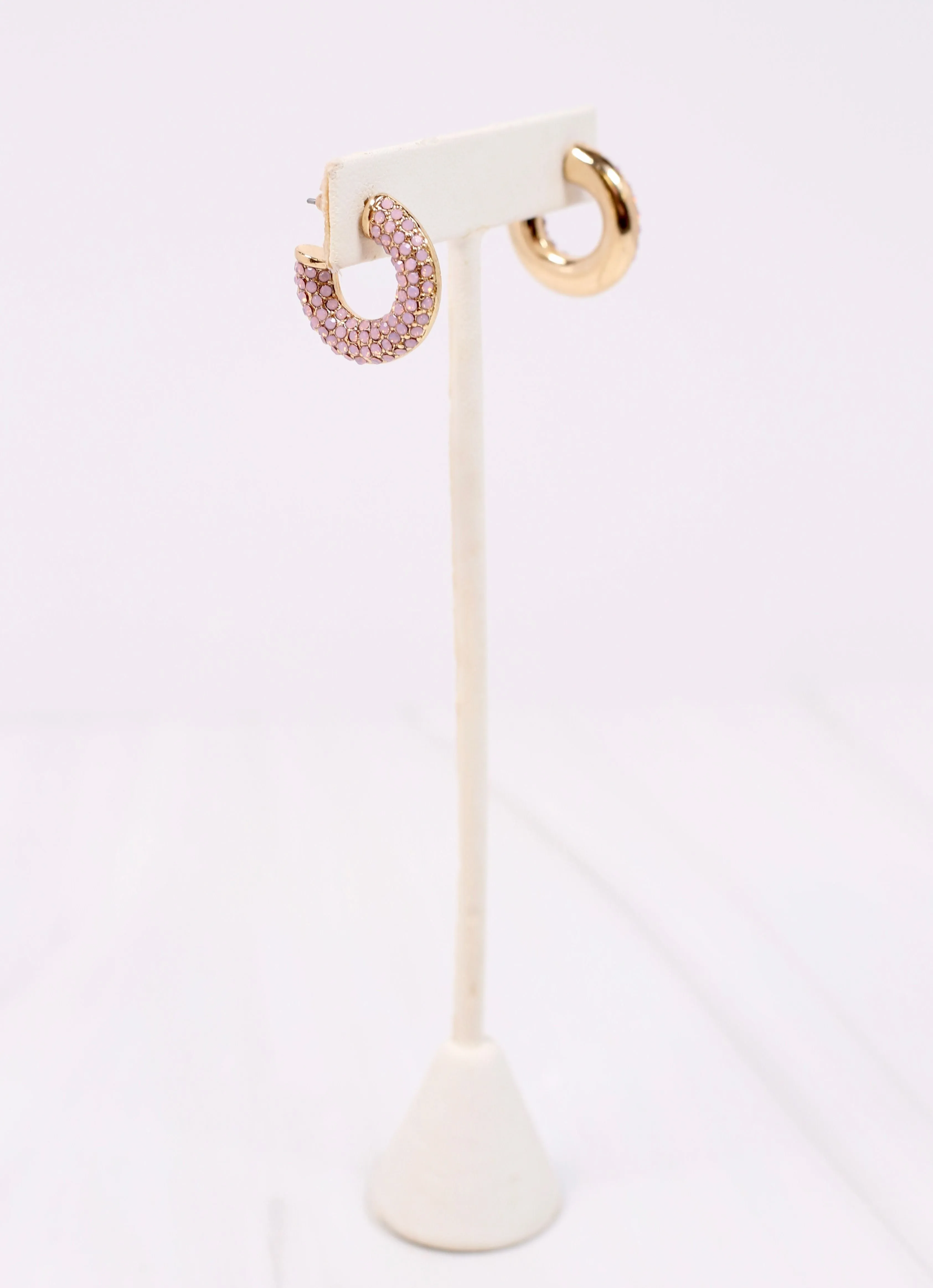 Colyen CZ Hoop Earring PINK OPAL
