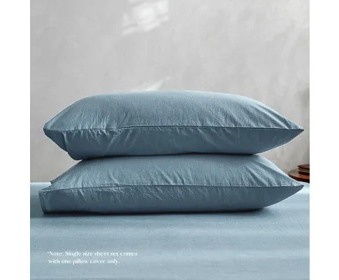 Cosy Club Duvet Cover Quilt Set King Flat Cover Pillow Case Grey Essential Blue