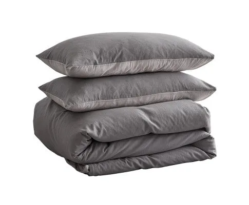 Cosy Club Duvet Cover Quilt Set King Flat Cover Pillow Case Grey Inspired