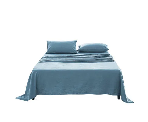 Cosy Club Sheet Set Bed Sheets Set - Flat Cover Pillow Case Blue Essential
