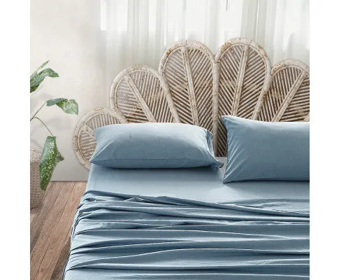 Cosy Club Sheet Set Bed Sheets Set - Flat Cover Pillow Case Blue Essential