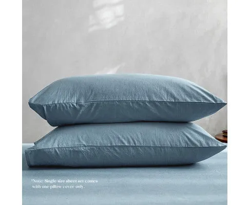 Cosy Club Sheet Set Bed Sheets Set - Flat Cover Pillow Case Blue Essential