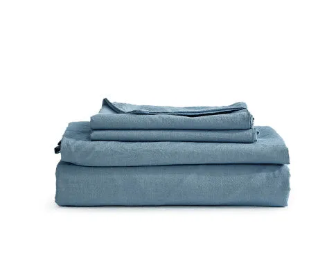 Cosy Club Sheet Set Bed Sheets Set - Flat Cover Pillow Case Blue Essential