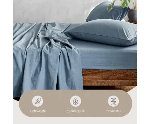 Cosy Club Sheet Set Bed Sheets Set - Flat Cover Pillow Case Blue Essential