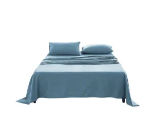 Cosy Club Sheet Set Bed Sheets Set - Flat Cover Pillow Case Blue Essential