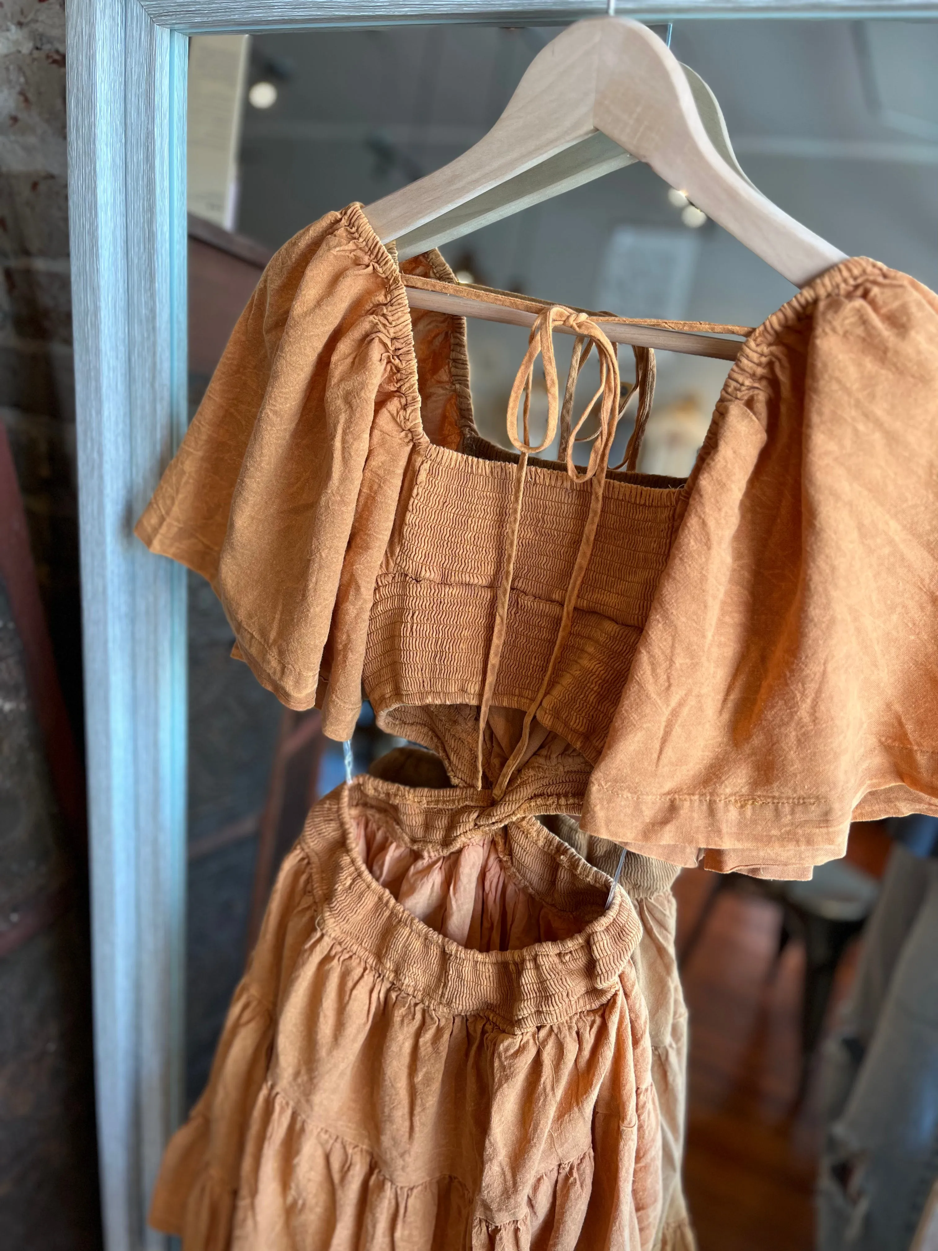 Cross Cut Mini Dress- Amber Orange