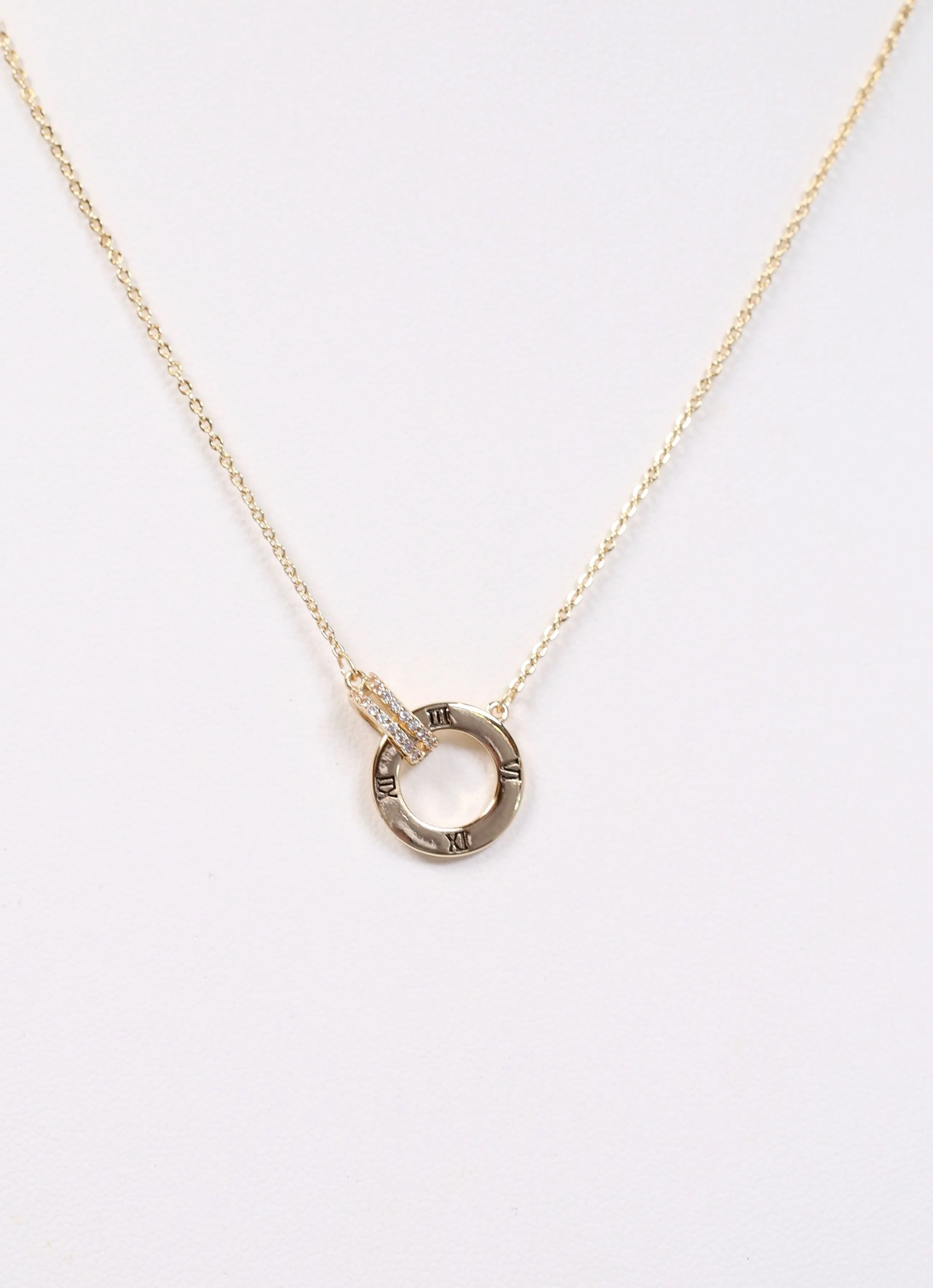 Cymbria Roman Numeral Necklace Gold
