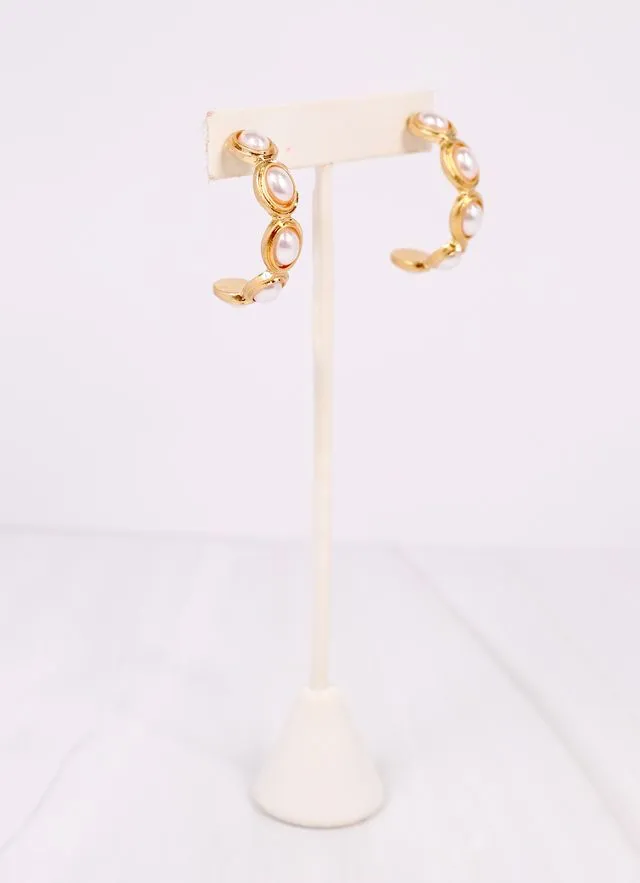 Dalma Pearl Hoop Earring Gold