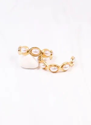 Dalma Pearl Hoop Earring Gold