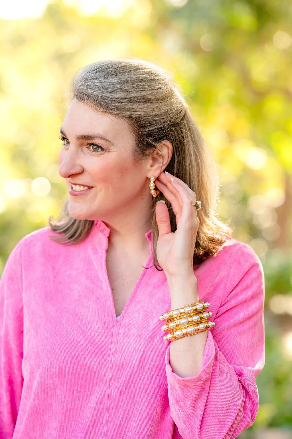 Dalma Pearl Hoop Earring Gold