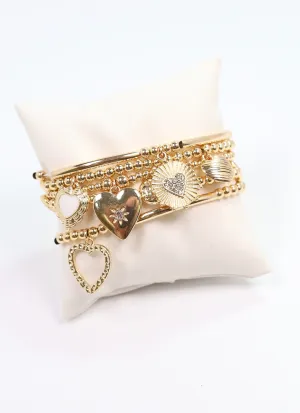 Delaroche Charm Bracelet Set Gold