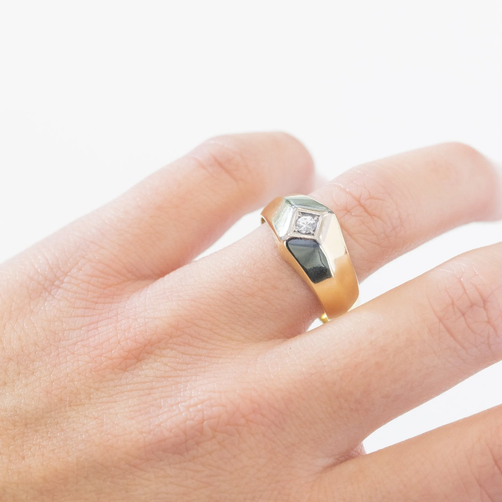 Diamond and Gold Knife Edge Unisex Band