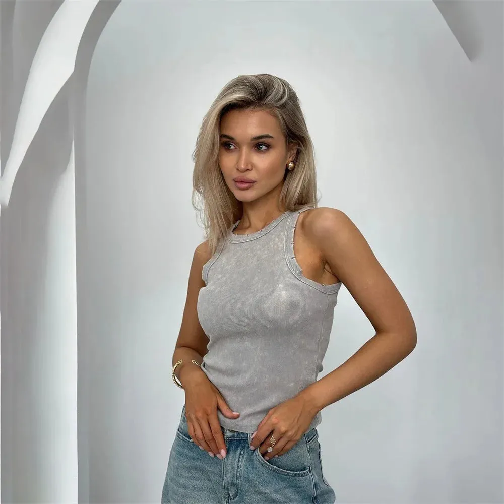 Distressed Hole Retro Crop Top