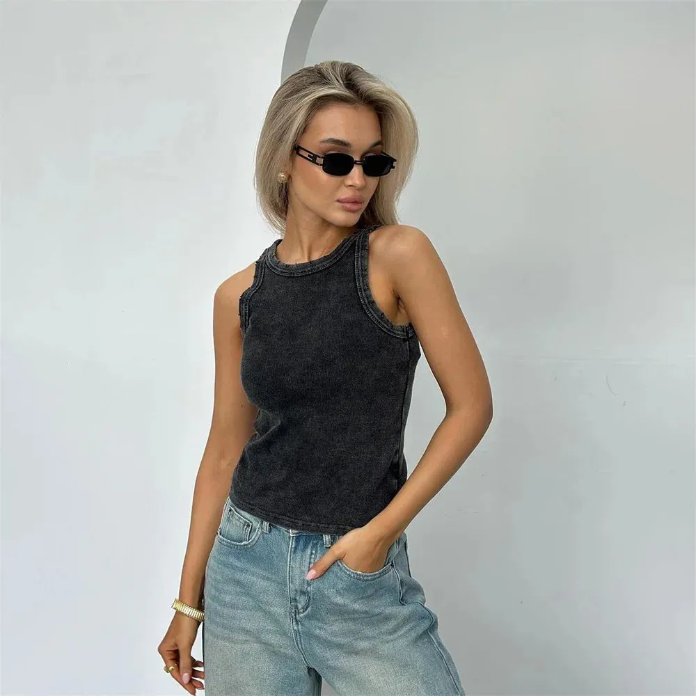 Distressed Hole Retro Crop Top