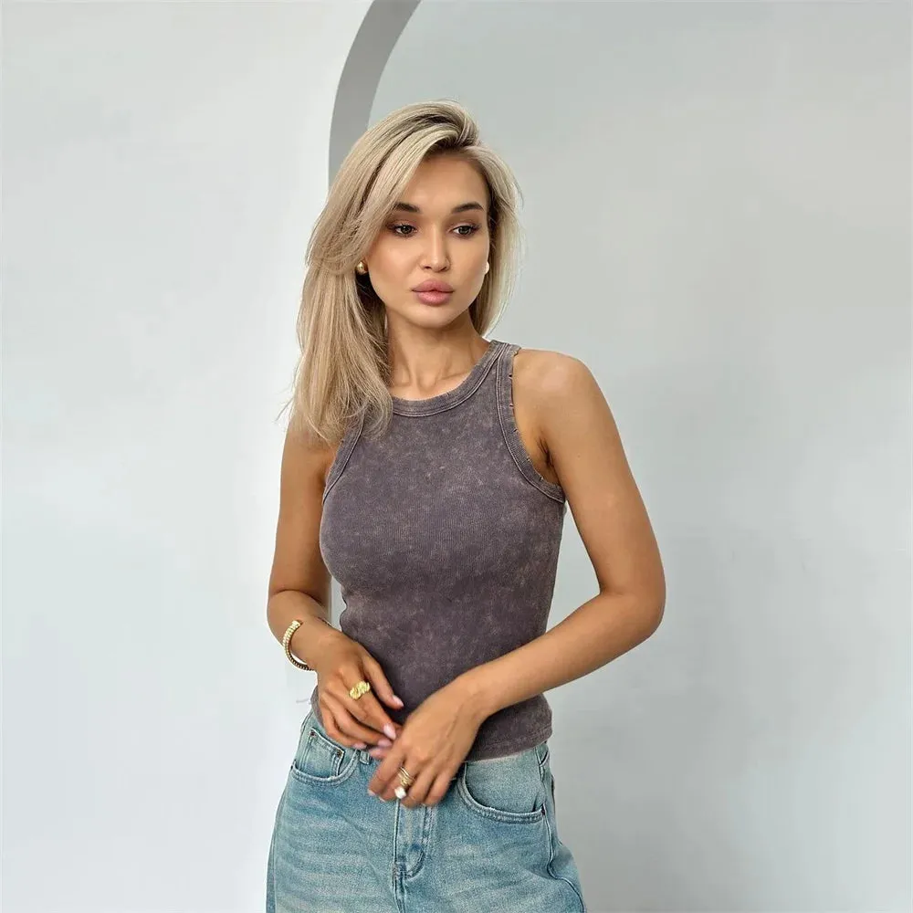 Distressed Hole Retro Crop Top
