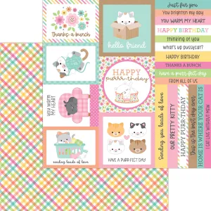 Doodlebug - Pretty Kitty - 12x12 Single Sheets - Pretty Plaid / 7631