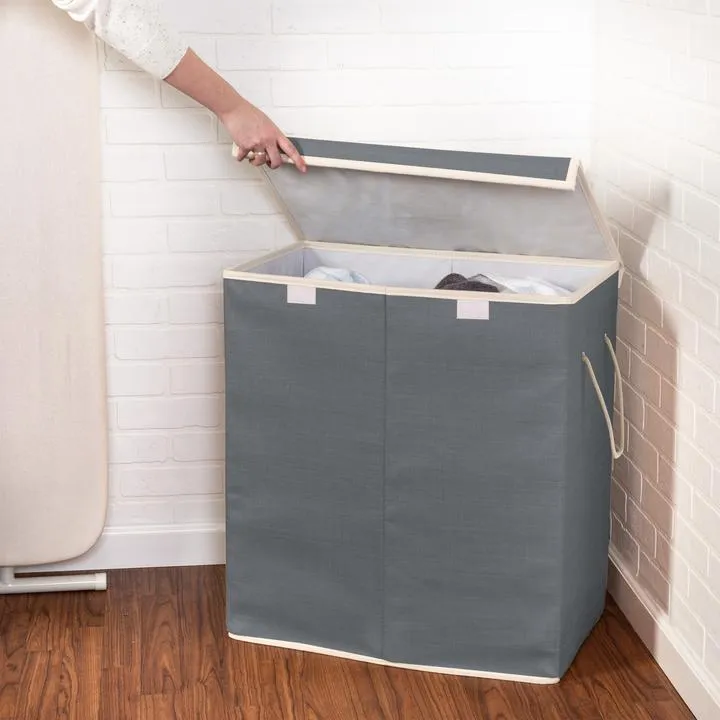 DOUBLE RESIN HAMPER GREY