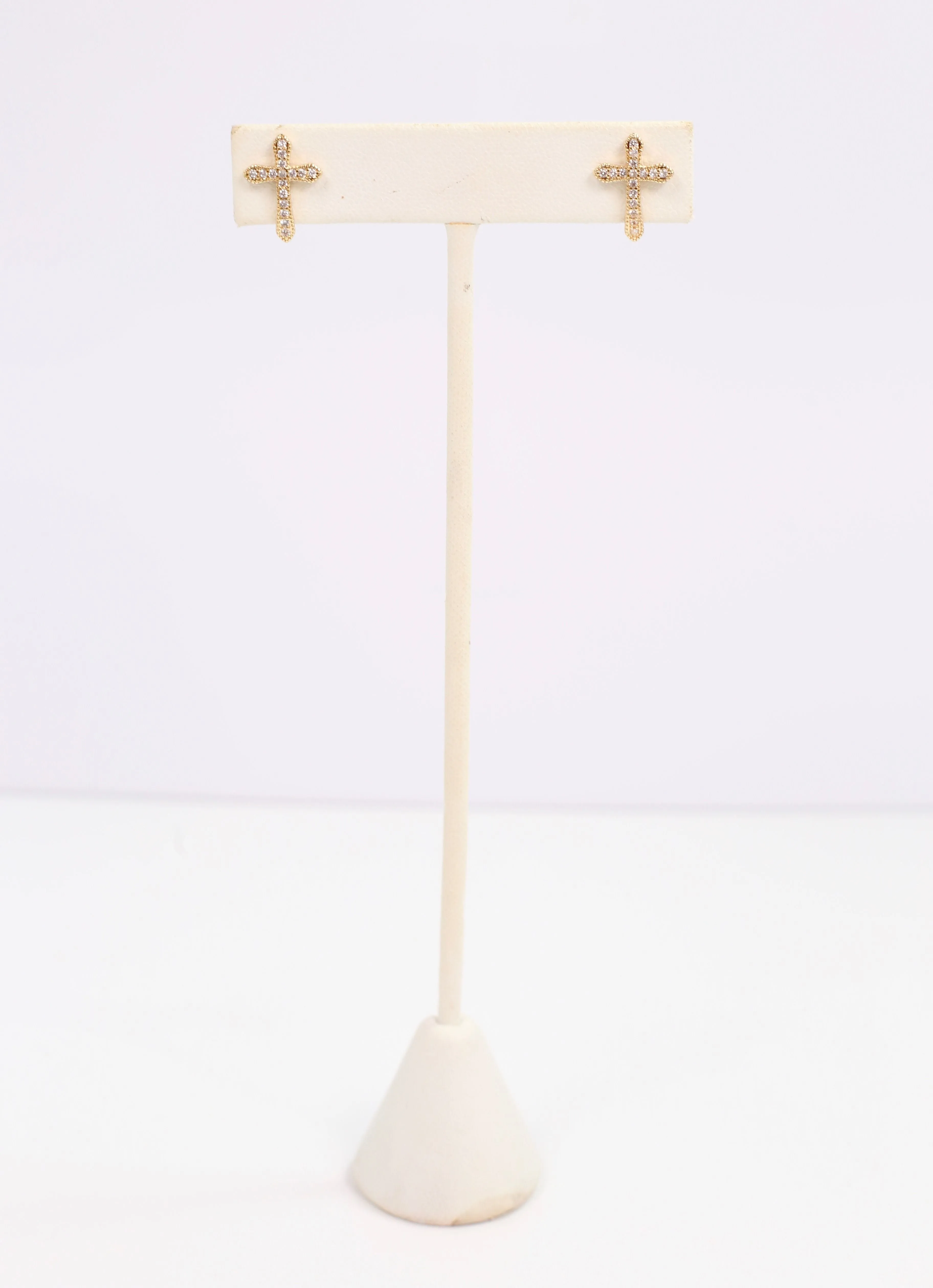 Eddison CZ Cross Earring Gold
