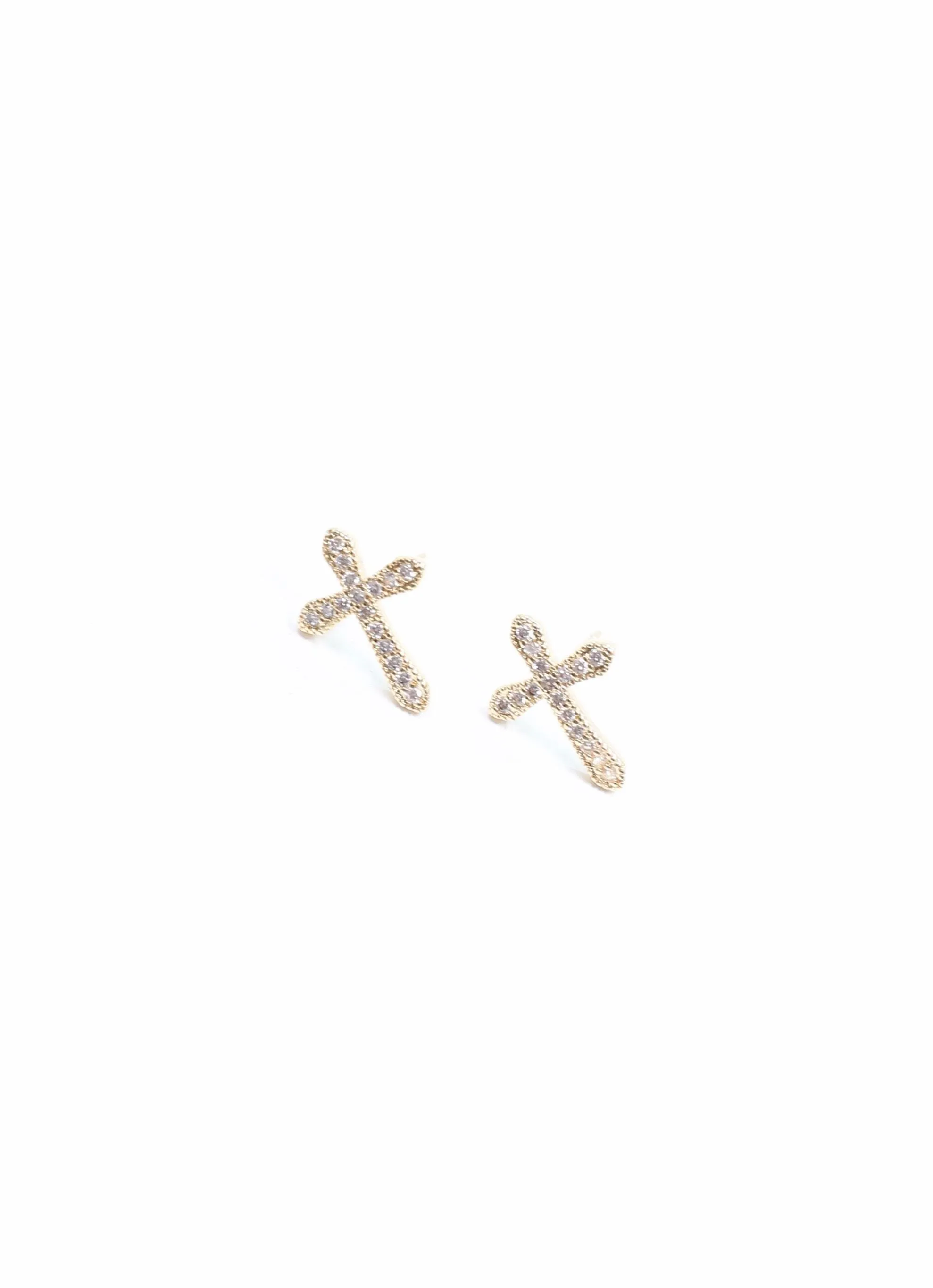 Eddison CZ Cross Earring Gold