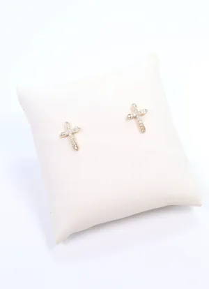 Eddison CZ Cross Earring Gold