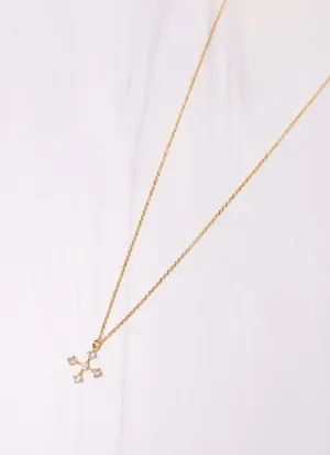Eleanor CZ Cross Necklace Gold