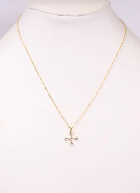 Eleanor CZ Cross Necklace Gold