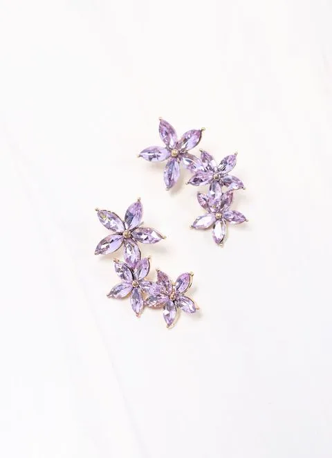 Erna CZ Flower Earring LAVENDER