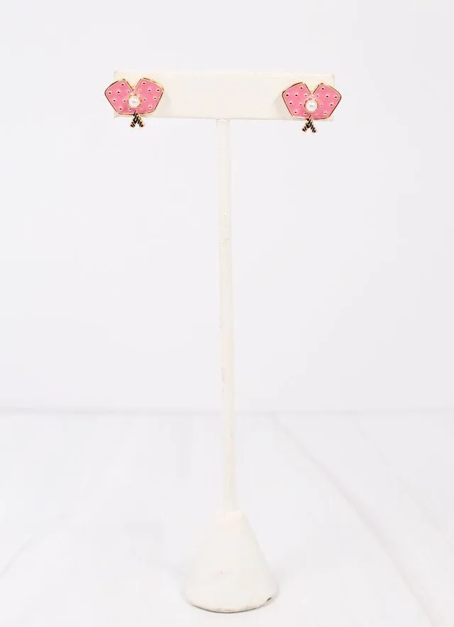 First Serve Pickleball Paddle Earring PINK