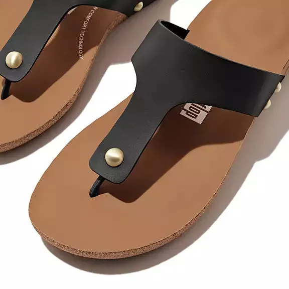 FitFlop IQushion Leather Toe-Post Sandals