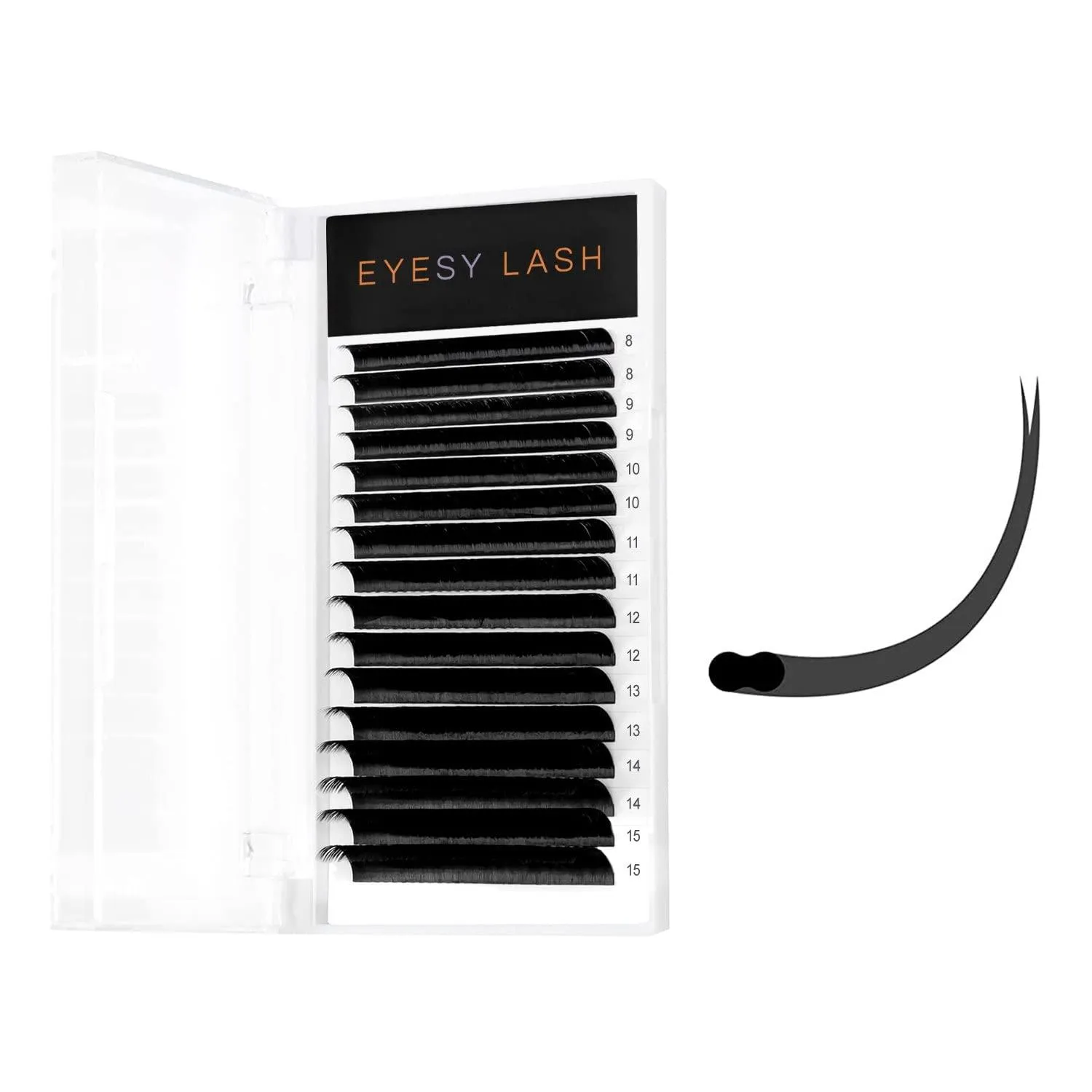 Flat Classic Lash Extensions Tray | 0.20  | Mixed Length (Ellipse Lash)
