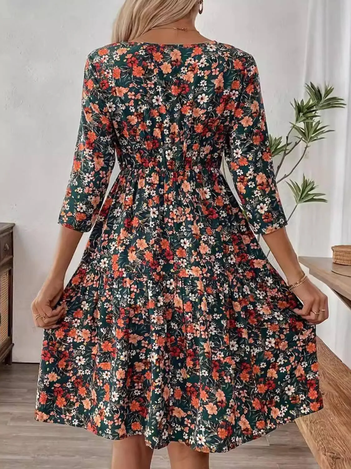 Frill Floral Round Neck Dress – Soft, Feminine & Effortlessly Stylish