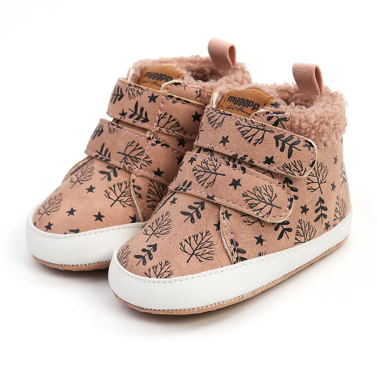 Fuzzy Velcro Kids Toddler Soft-Sole High-Top Sneakers