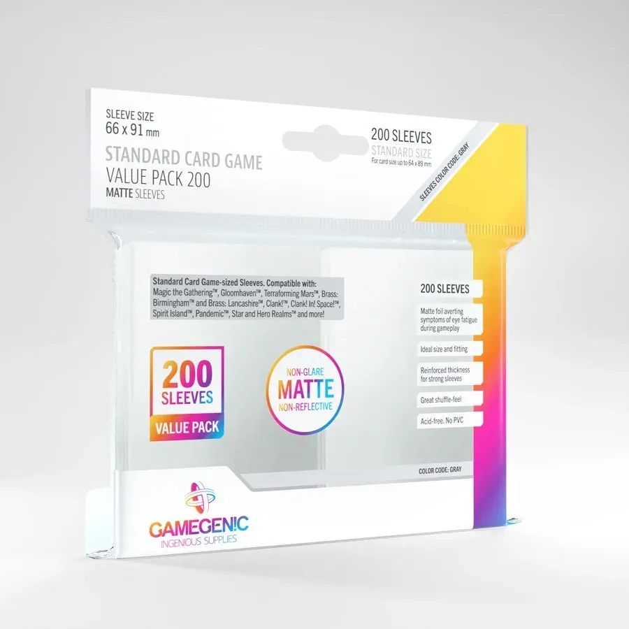 Gamegenic Standard Cards Game Value Pack 200 Matte Sleeves