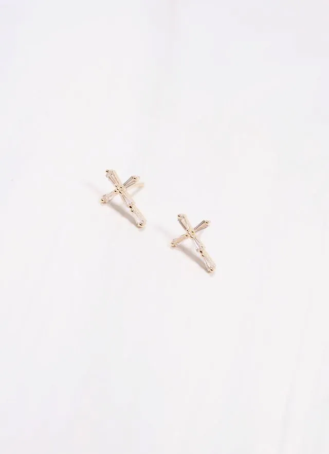 Geare CZ Cross Stud Earring CLEAR