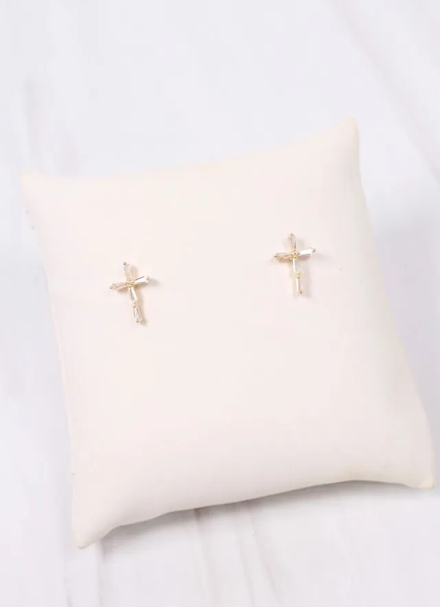 Geare CZ Cross Stud Earring CLEAR