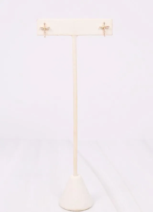 Geare CZ Cross Stud Earring CLEAR