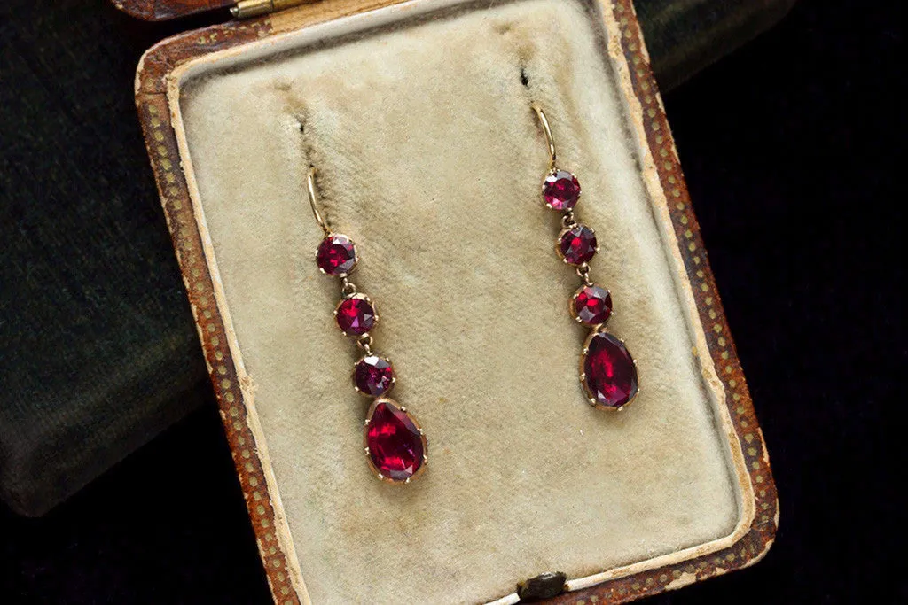 Georgian Garnet Drop Earrings