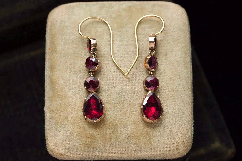 Georgian Garnet Drop Earrings
