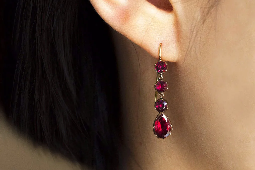 Georgian Garnet Drop Earrings