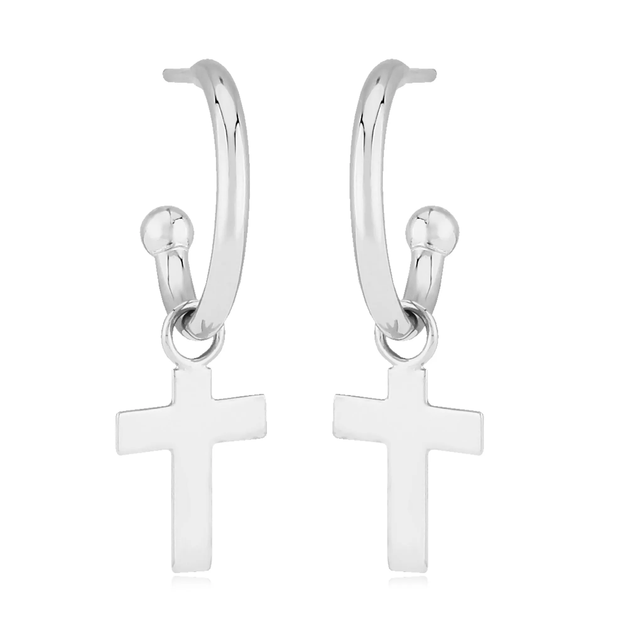 Gold Flat Cross Dangle Earrings