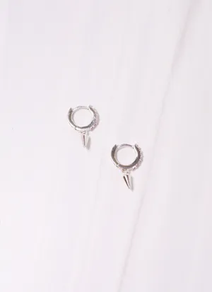Hagen CZ Huggie Earring with Spike SILVER