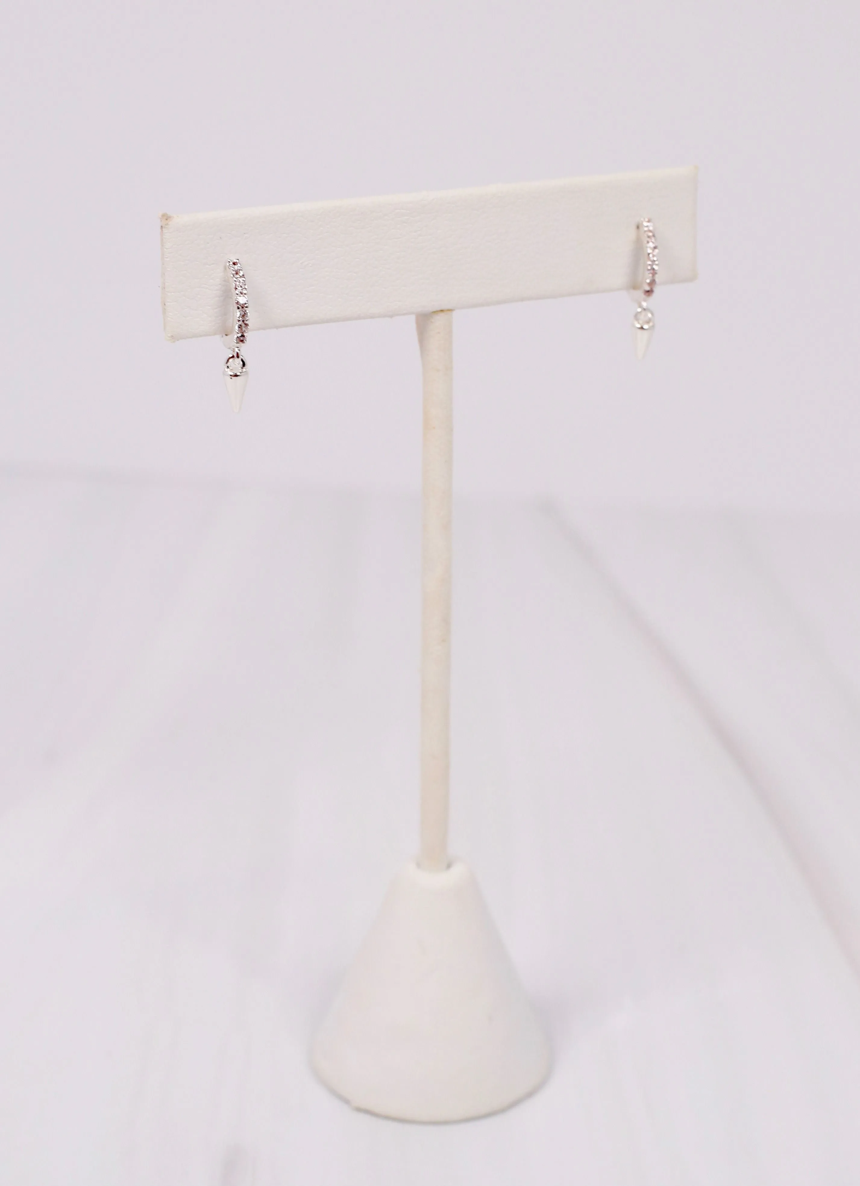 Hagen CZ Huggie Earring with Spike SILVER