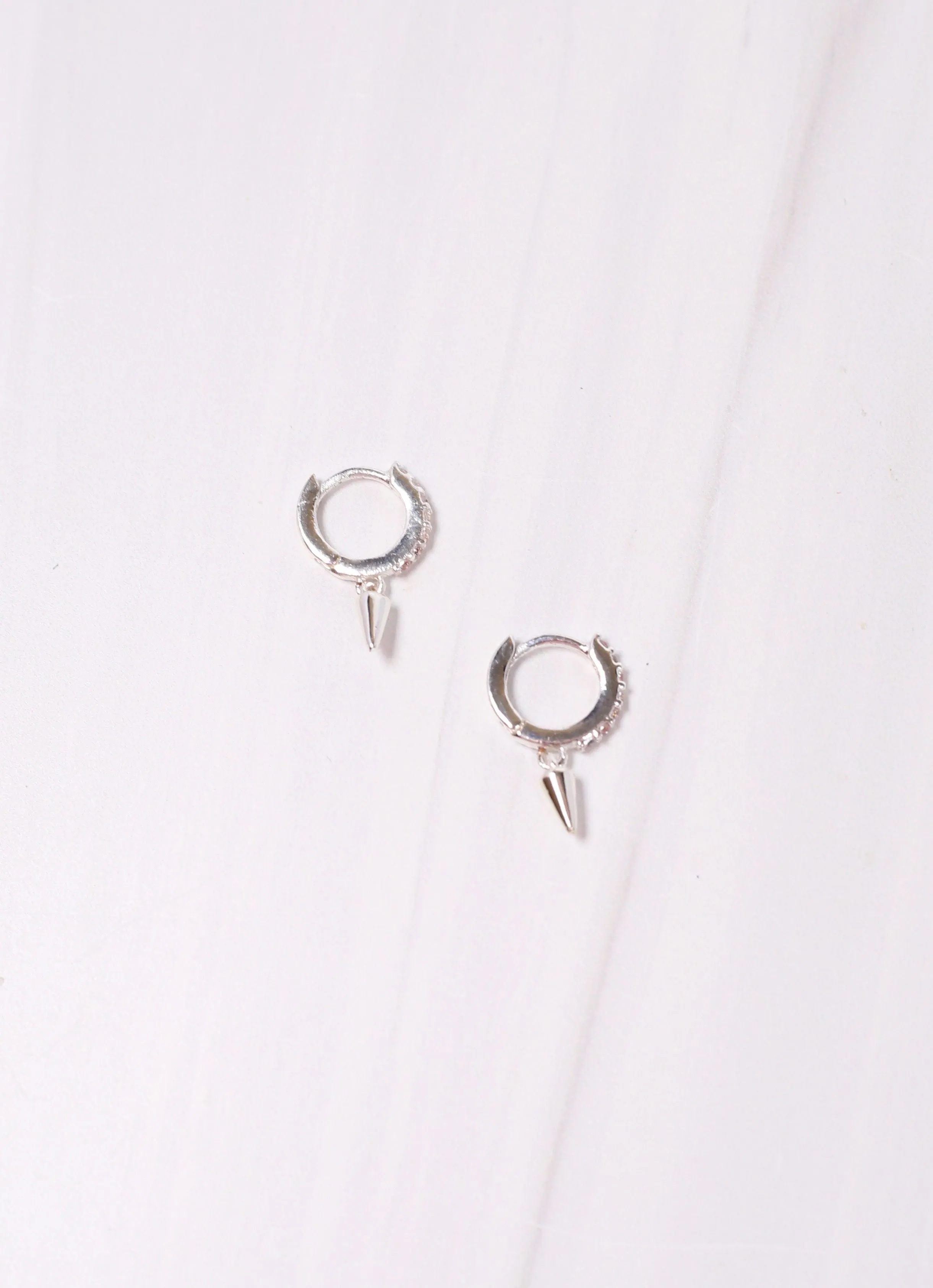 Hagen CZ Huggie Earring with Spike SILVER