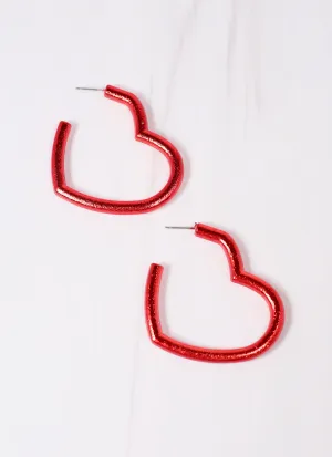 Harland Heart Hoop Earring RED