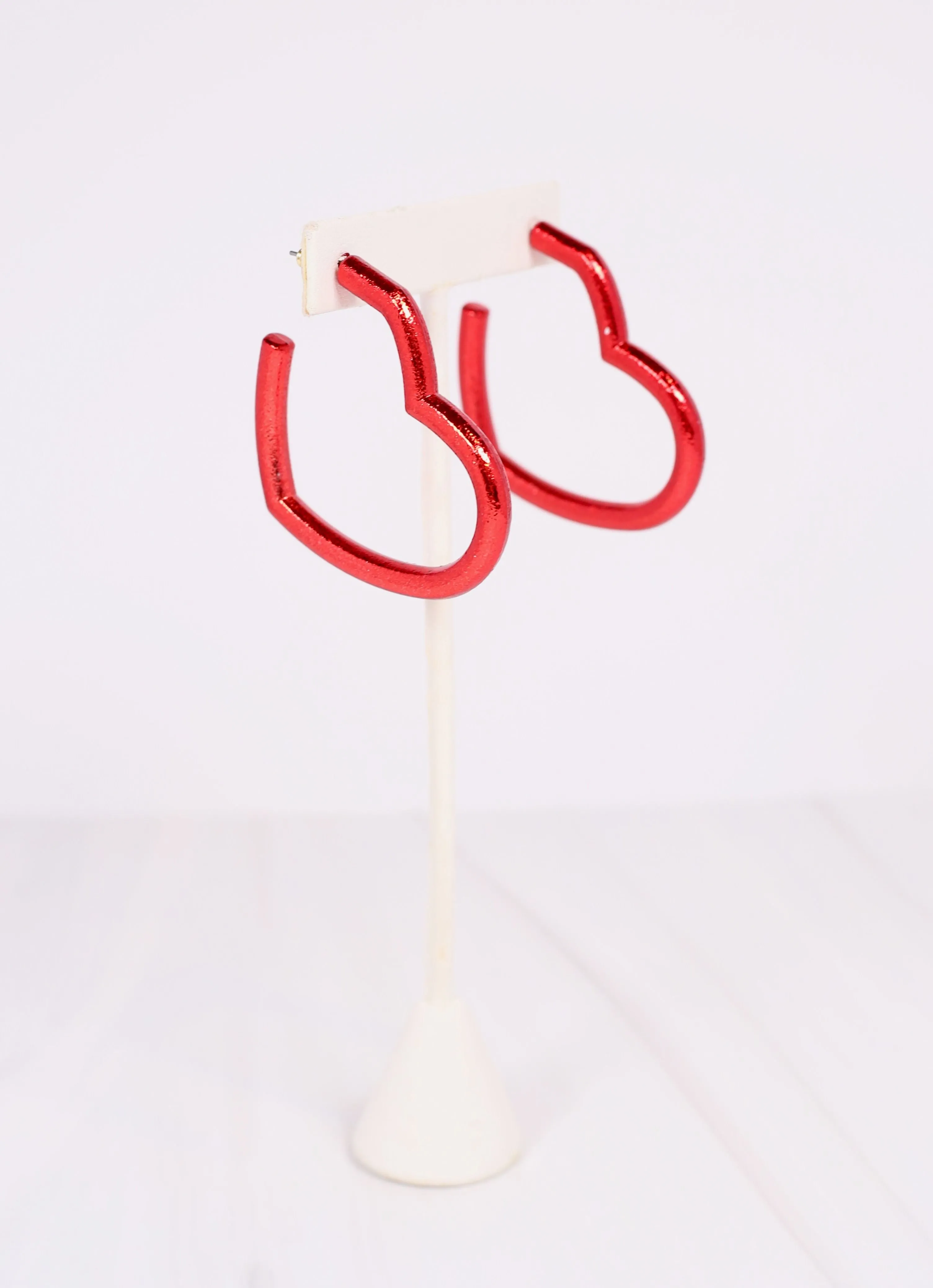 Harland Heart Hoop Earring RED