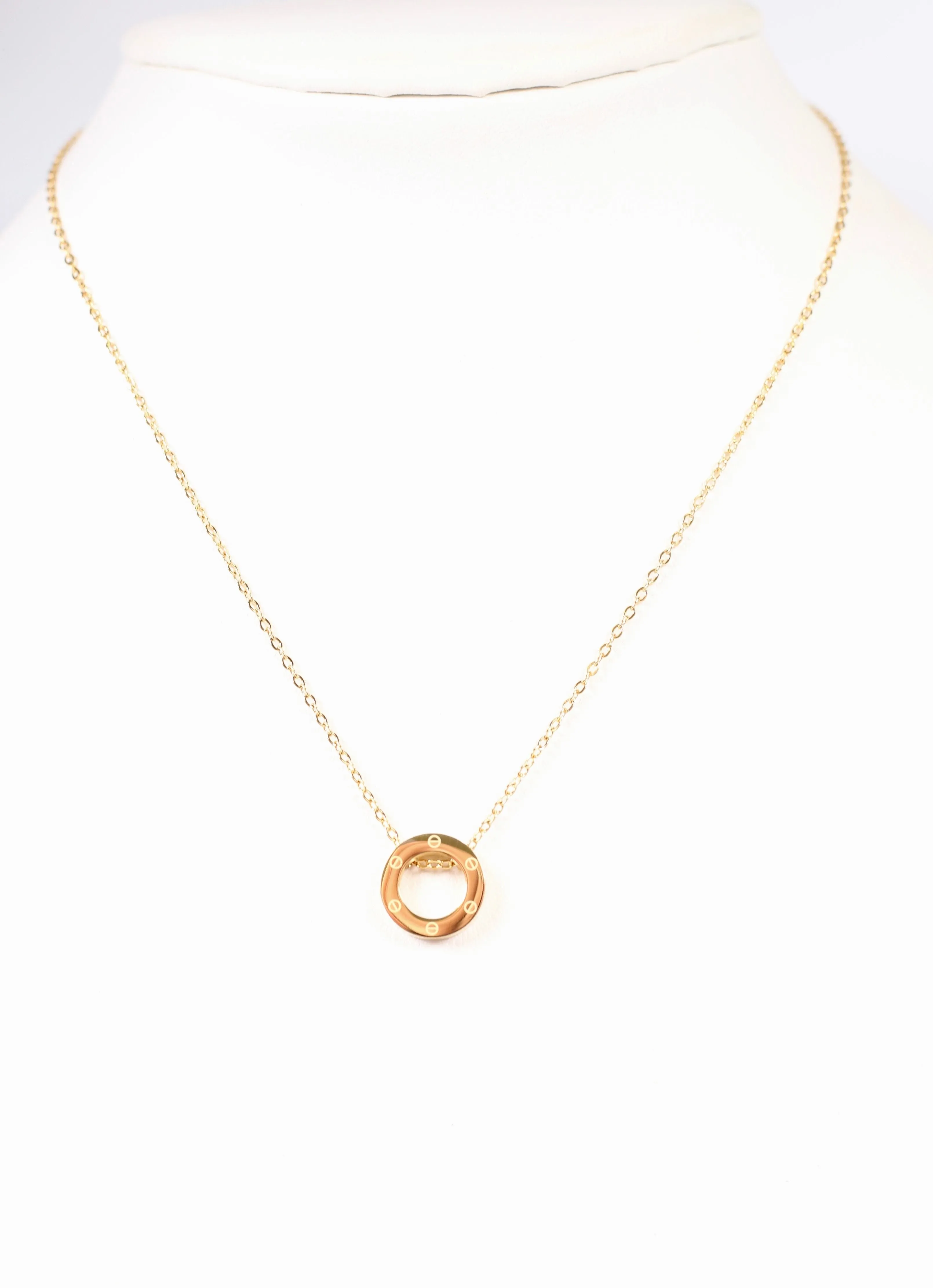 Hendler Circle Charm Necklace GOLD