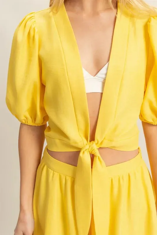 HYFVE Front Tie Top and Bubble Hem Shorts