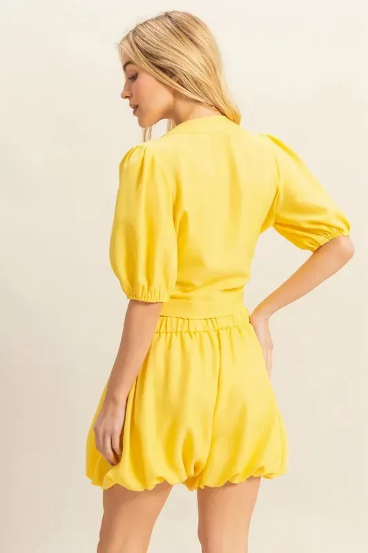 HYFVE Front Tie Top and Bubble Hem Shorts