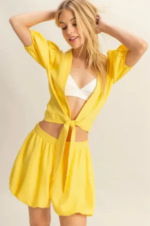 HYFVE Front Tie Top and Bubble Hem Shorts